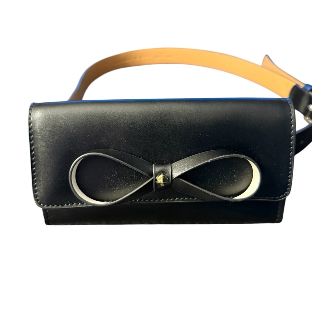 Kate Spade Black Bow Belt Bag Adjustable Leather S/M